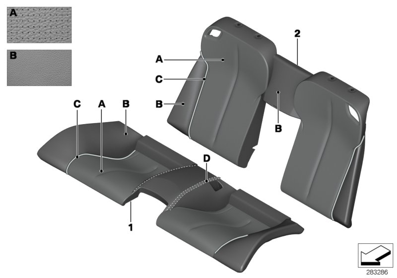 BMW 52208025055 Cover, Seat, Rear, A/C Leather