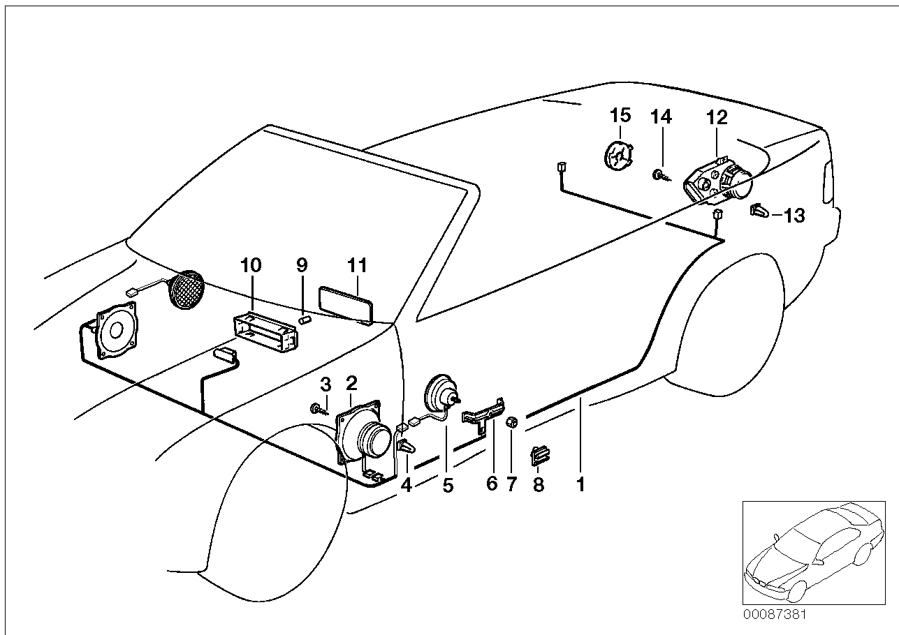 BMW 61128366488 Audio Wiring Harness Stereo