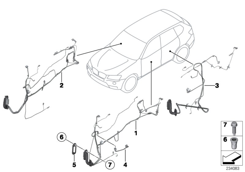 BMW 61129315130 Door Wiring Harness, Rear