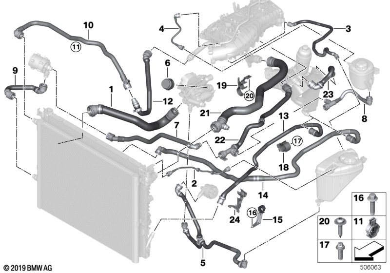 BMW 17128642530 BRACKET FOR COOLANT LINE