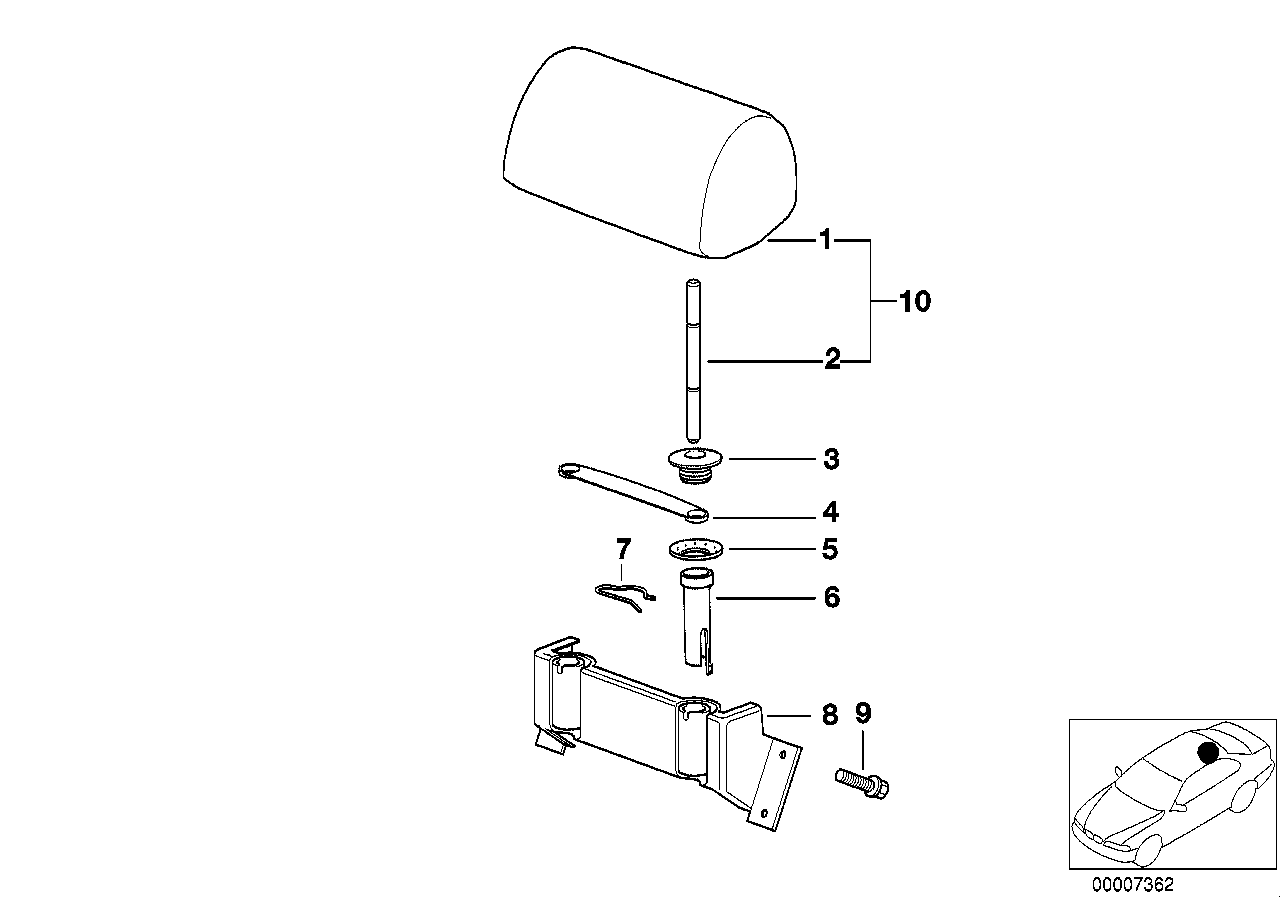 BMW 52207902304 Headrest, Centre Seat