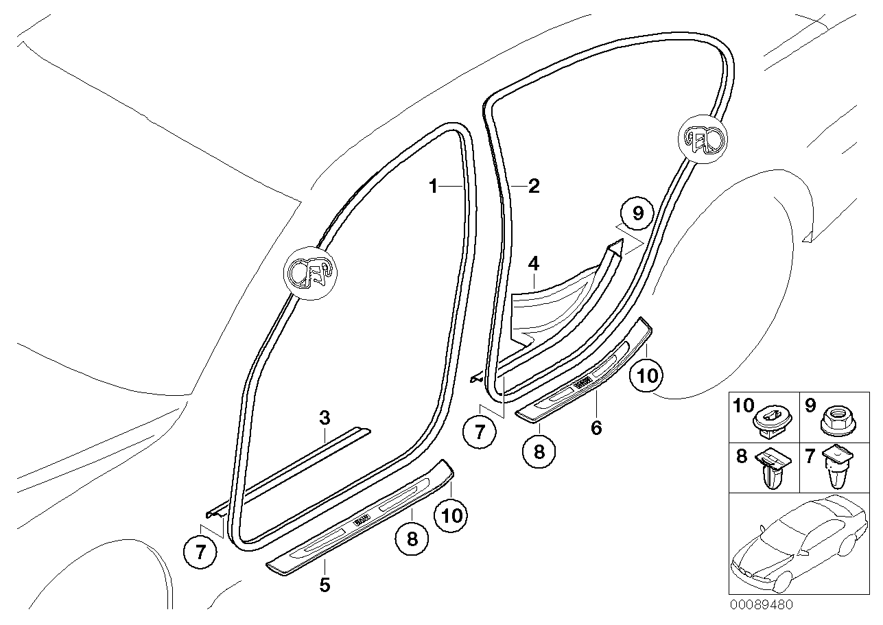 BMW 51477038245 Sill Strip Clip