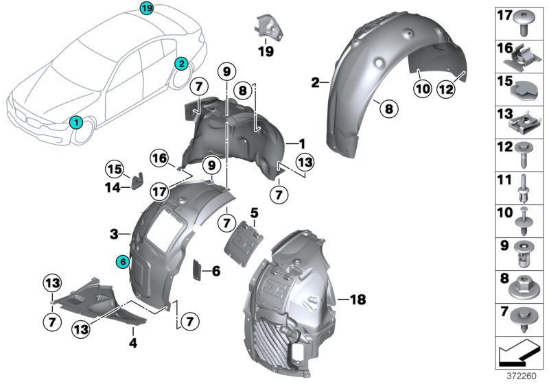 BMW 51717288912 Cover,Wheel Arch,Frontsection,Frontright