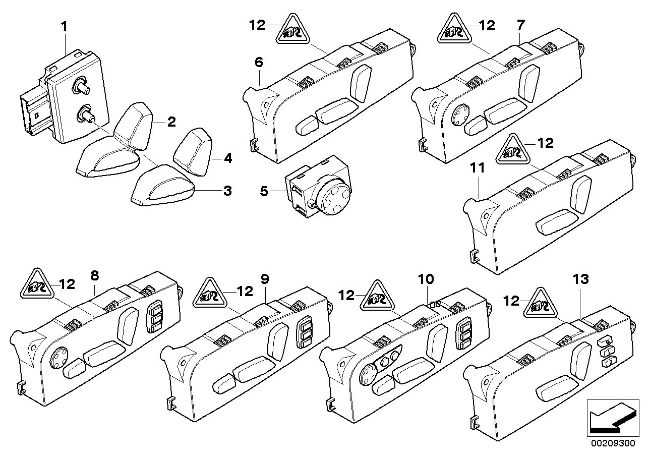 BMW 61316926962 Seat Adjustment Switch, Right