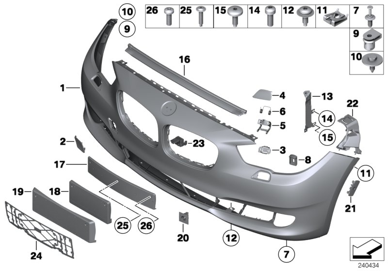 BMW 51112452059 Set, Mounting Parts, Bumper, Front