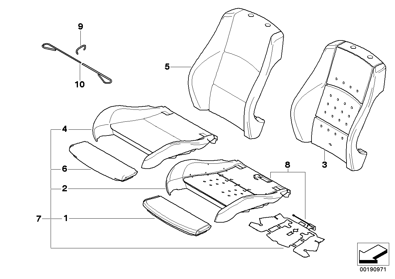 BMW 52106978876 Cover Backrest, Leather, Right