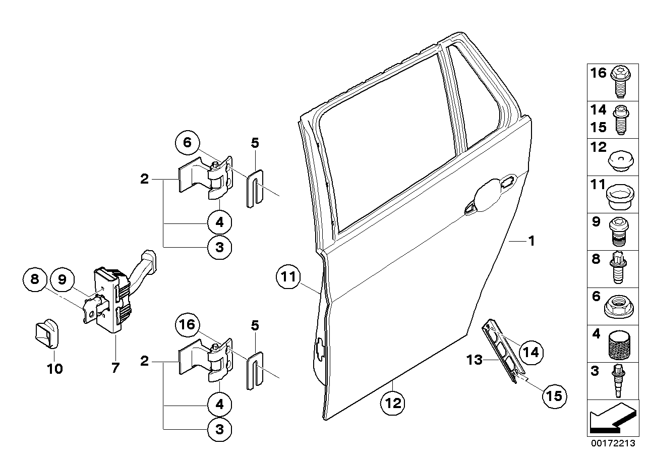 BMW 41527046057 Hinge, Rear Door, Lower, Left