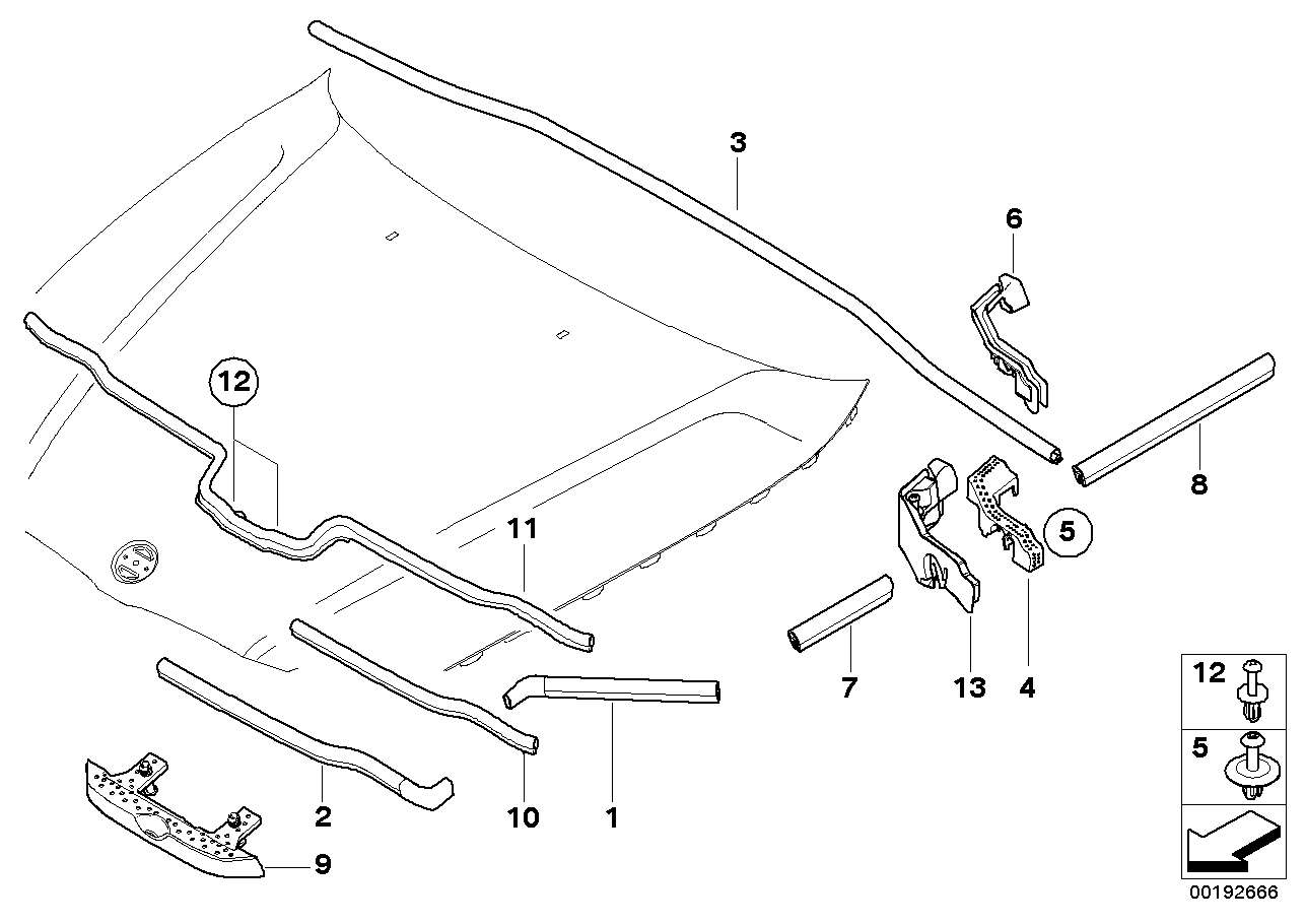 BMW 51718045623 Rear Engine Hood Sealing