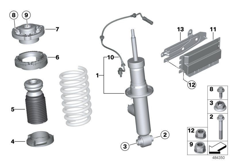 BMW 37106893782 SPRING STRUT, EDC, REAR