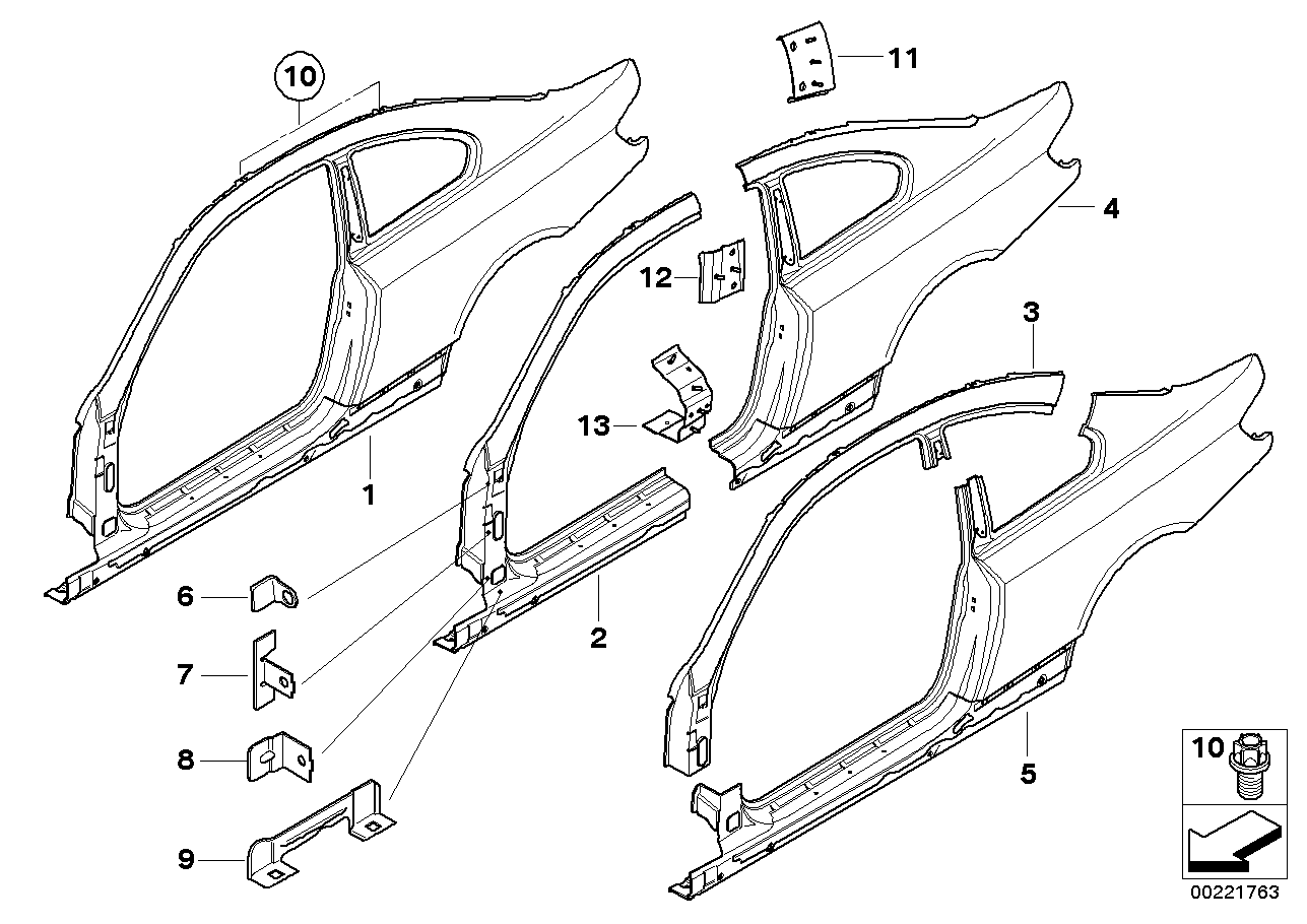 BMW 41007168971 Column B With Left Rocker Panel