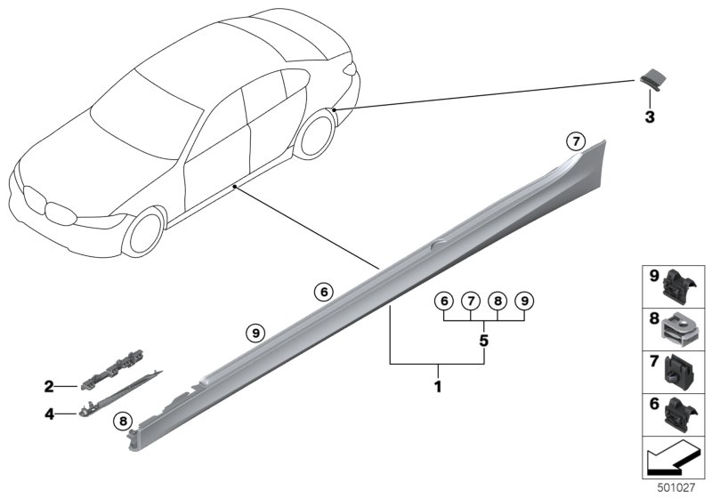 BMW 51778099908 DOOR SILL COVER, PRIMED RIGH