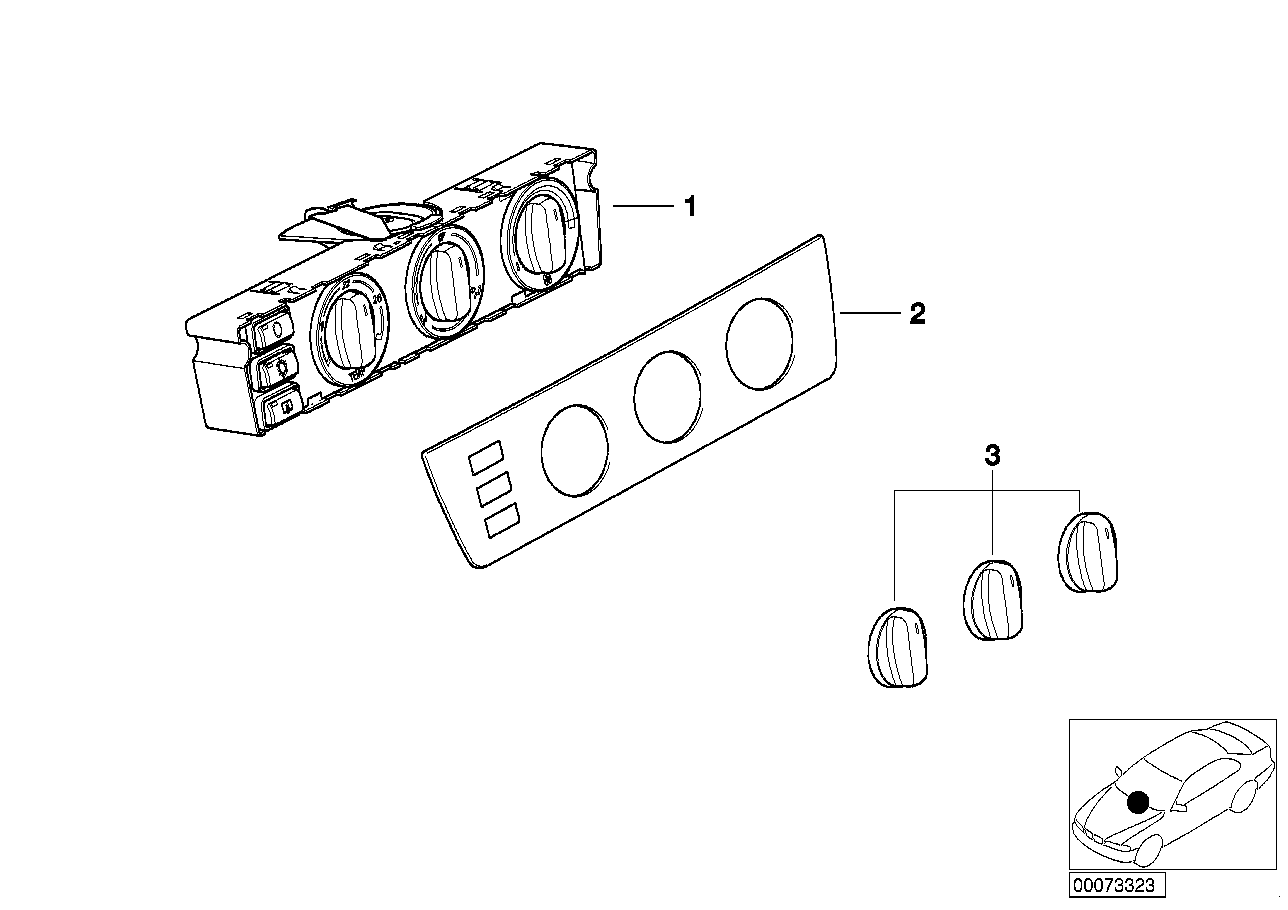 BMW 64118385926 Front Plate Of Controls Air Conditioner