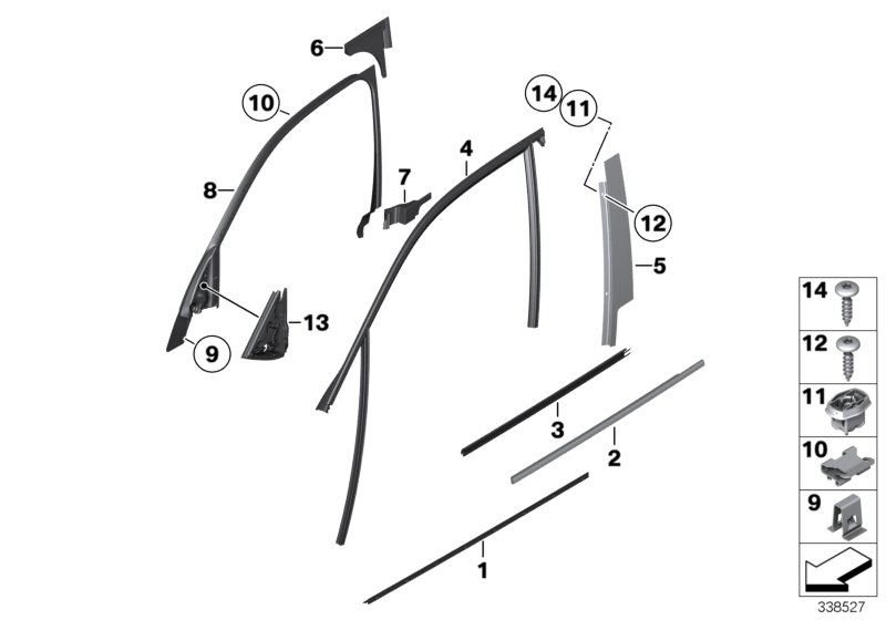 BMW 51162991090 Seal, Outer Right Mirror Triangle