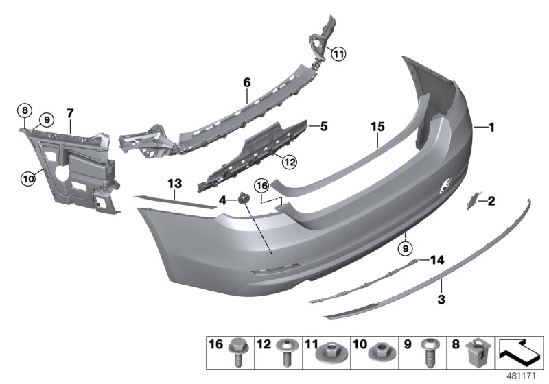 BMW 51127387129 Rear Pdc Holder Set