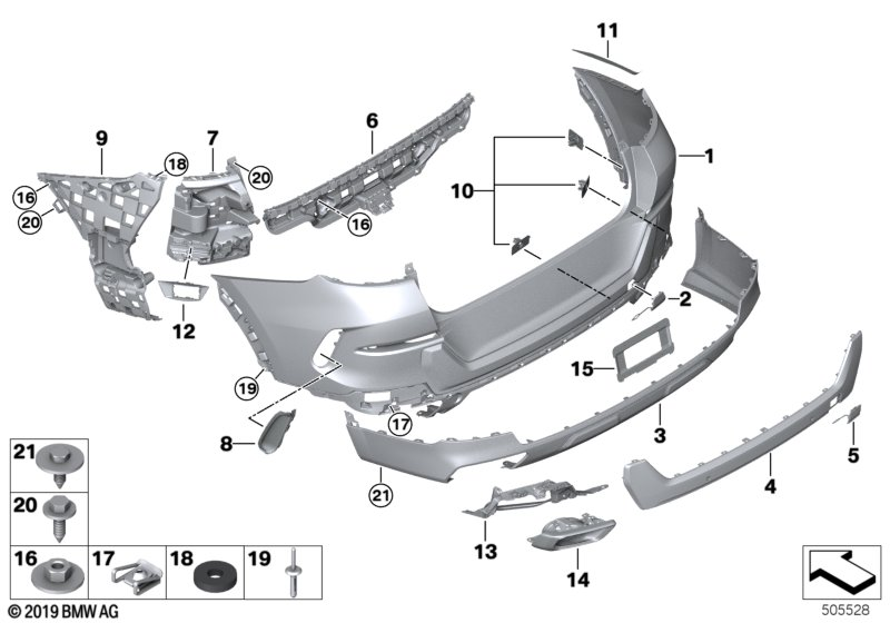 BMW 51127498266 GRILL, BUMPER, REAR RIGHT