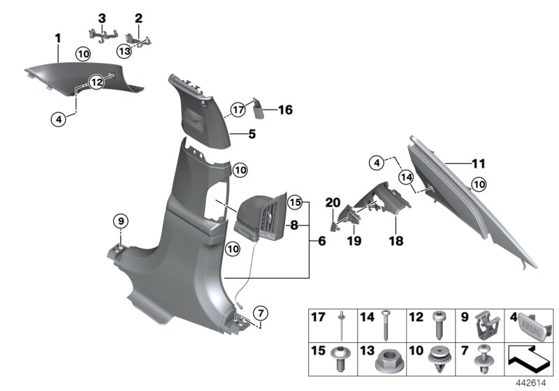 BMW 51437408155 Cover, B-Column Upper Left