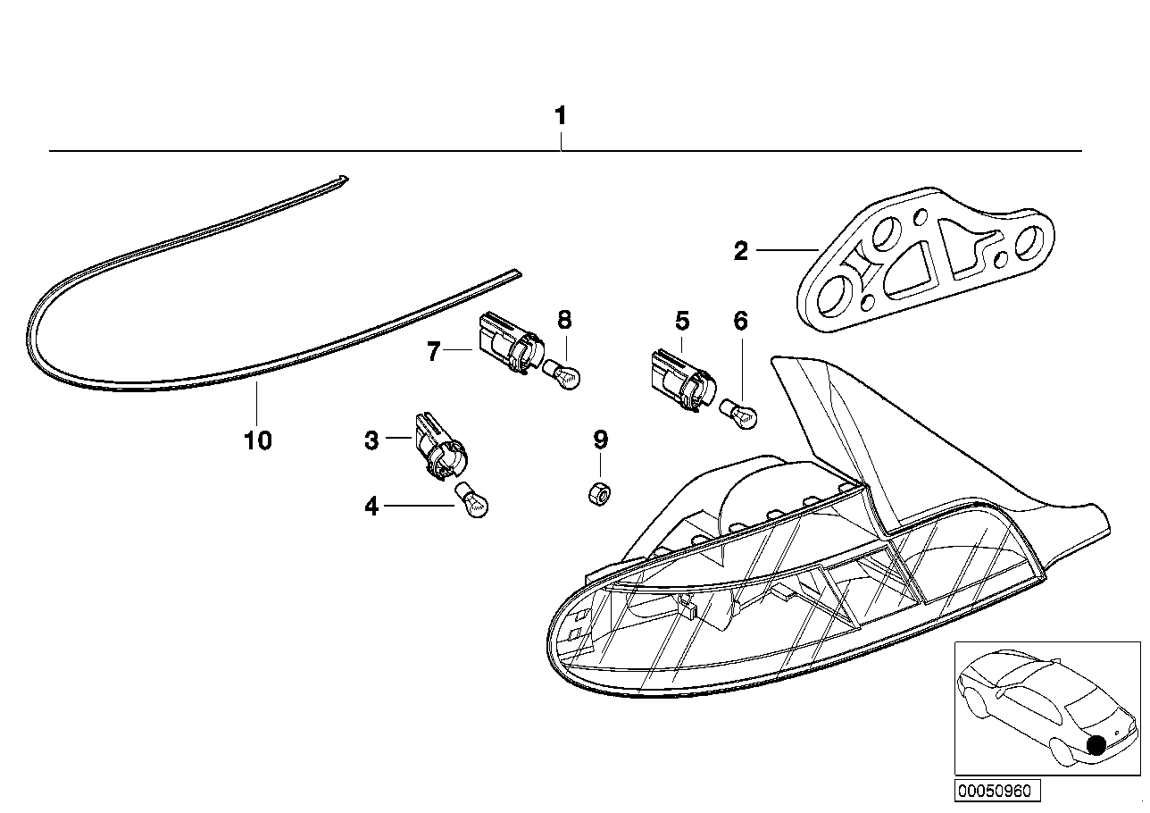 BMW 63218386161 Seal, Rear Light, Side Panel Left