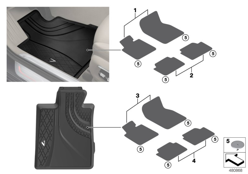 BMW 51472365429 Floor Mats, All-Weather Rear