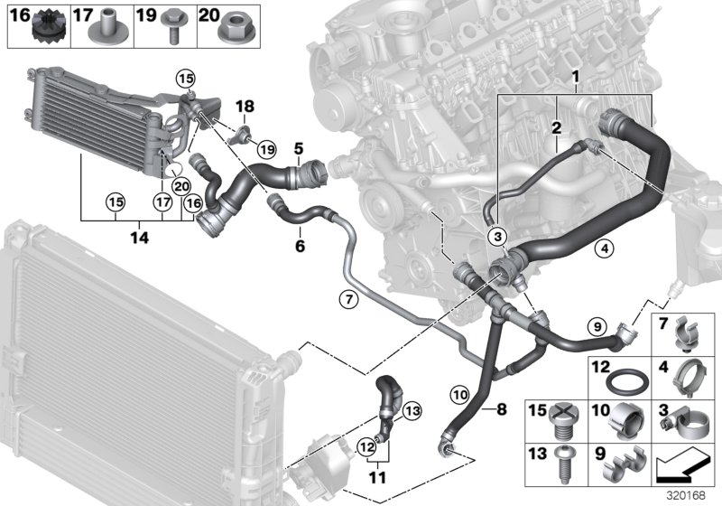 BMW 17117521066 Hose, Engine Oil Heat Exchanger-Radiator