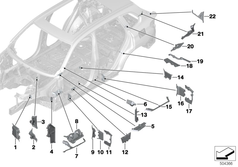 BMW 41007412103 MOLDED PART, WHEELHOUSING, I