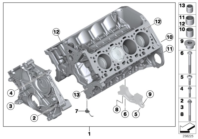 BMW 11112296654 Engine Block With Piston