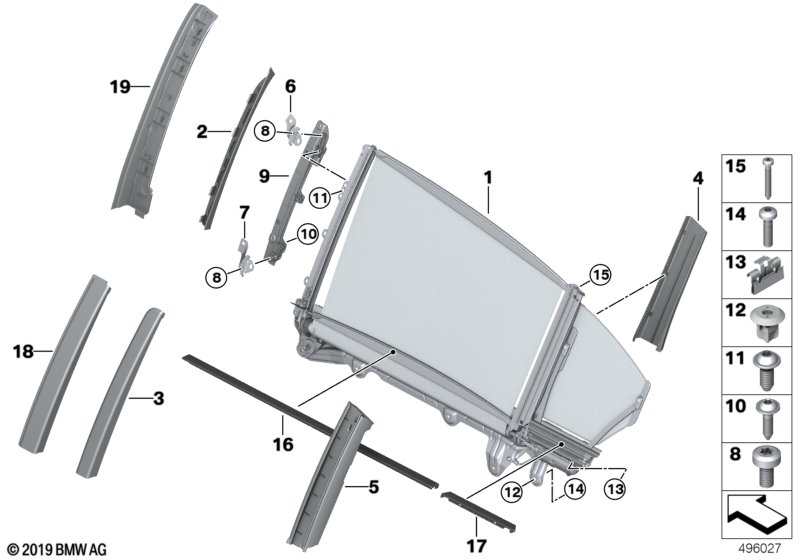 BMW 51227384233 RETAINING BRACKET, LOWER LEF