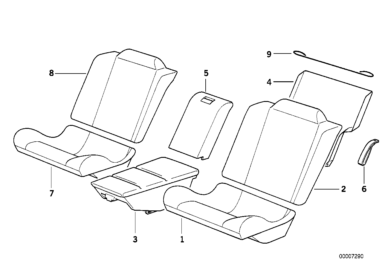 BMW 52209065759 Upholstery Backrest Center Part