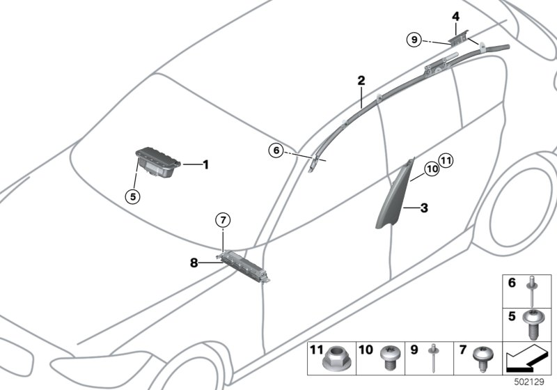BMW 72127340136 SIDE AIRBAG, FRONT RIGHT SEA
