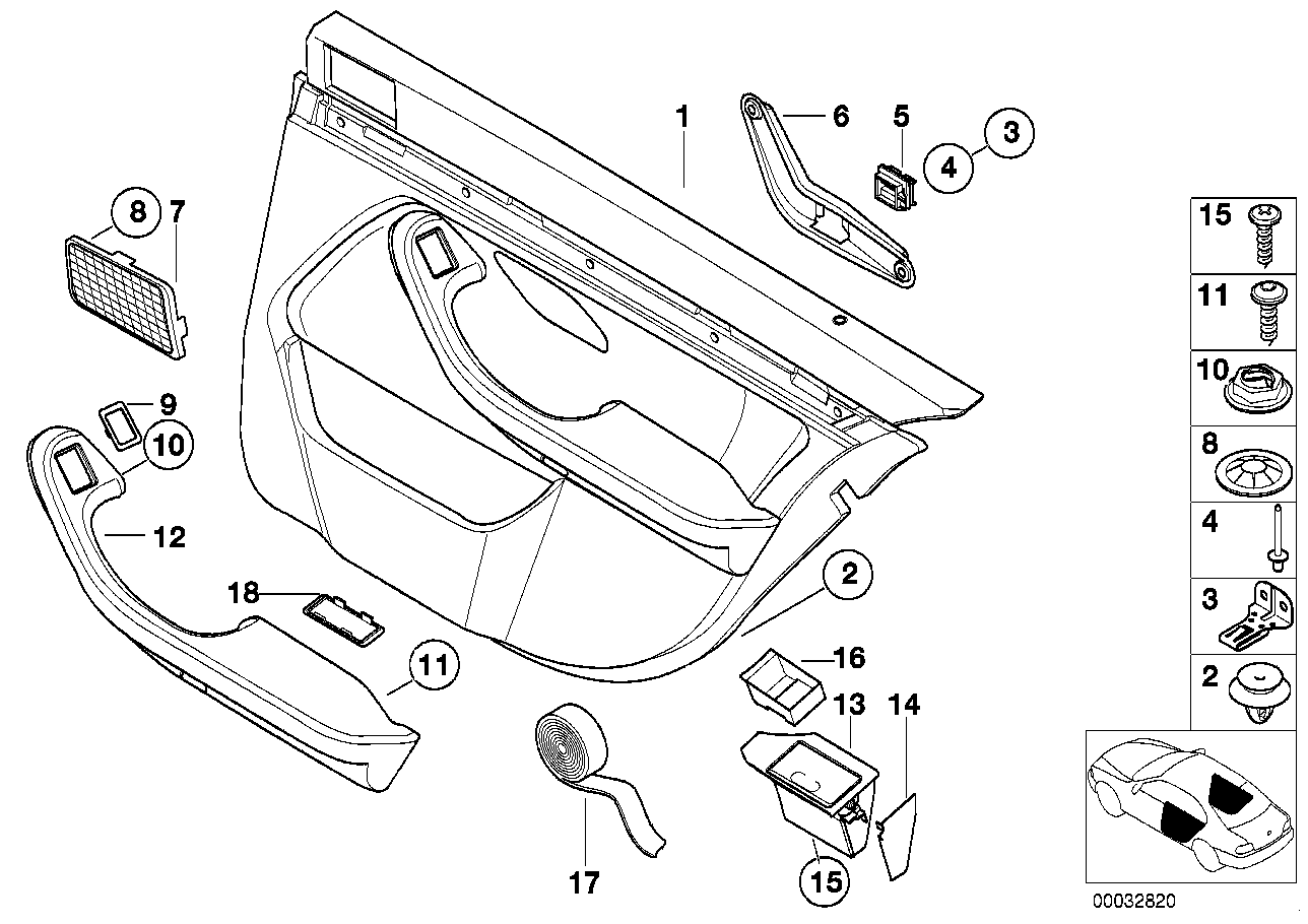 BMW 51422698085 Armrest Leather Rear Left