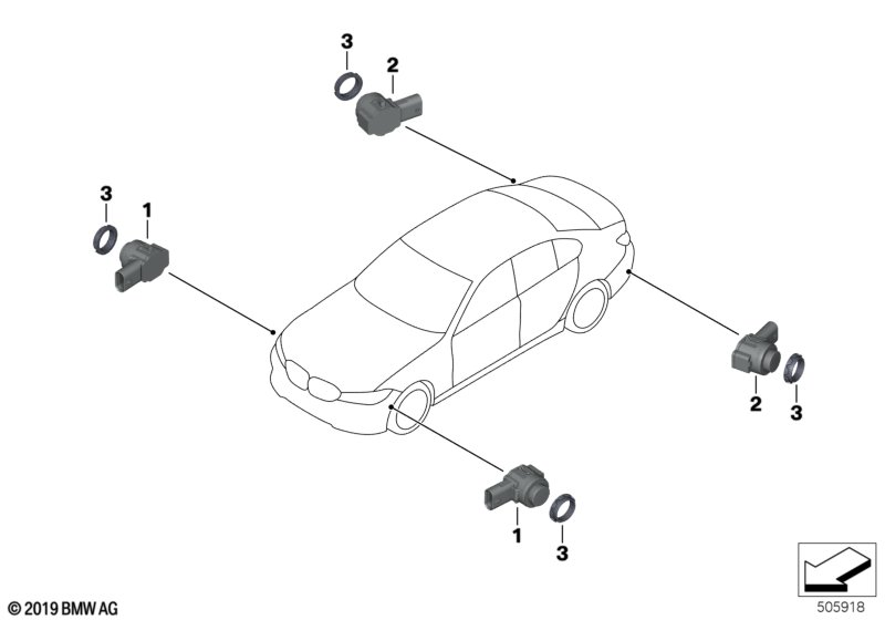 BMW 66209473505 ULTRASONIC SENSOR, STORM BAY