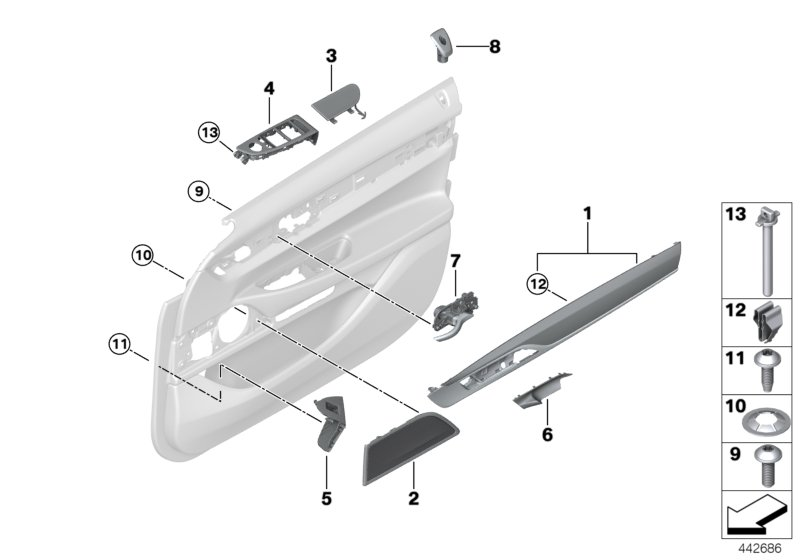 BMW 51417942241 TRIM PIECE DOOR, POPLAR GRAI