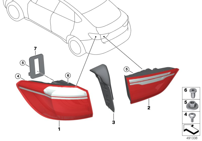 BMW 63212576429 Rear Light In Trunk Lid, Left