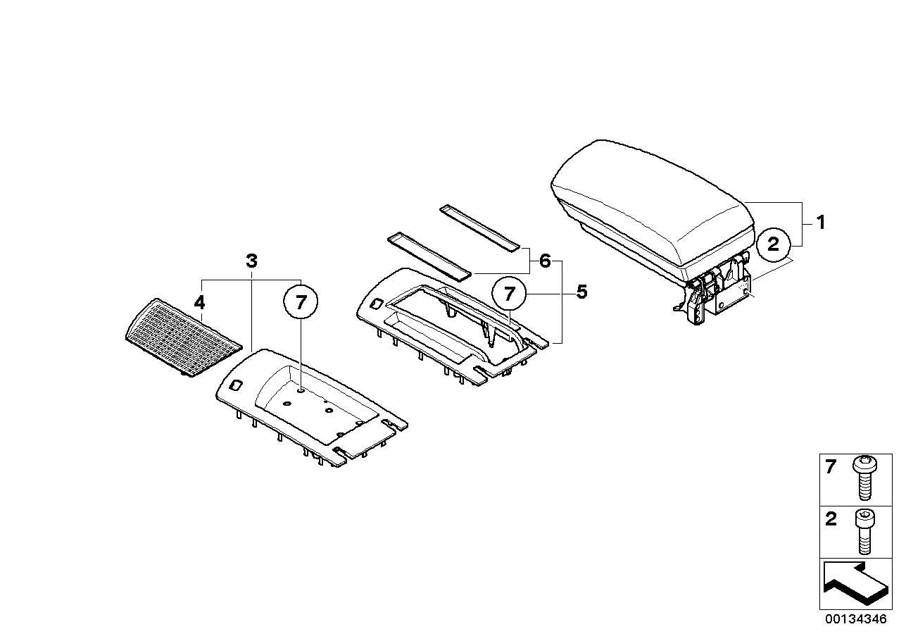 BMW 51163454046 Cover, Armrest Leather Front