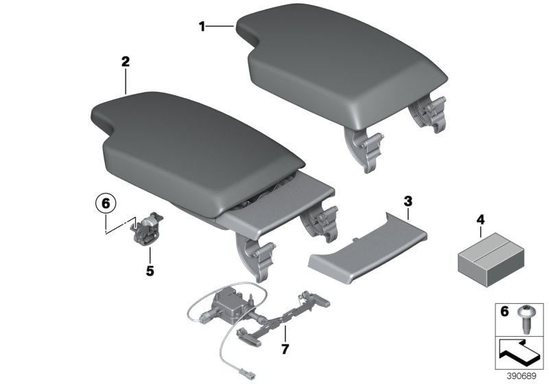 BMW 51169241869 Armrest, Leather, Front Middle