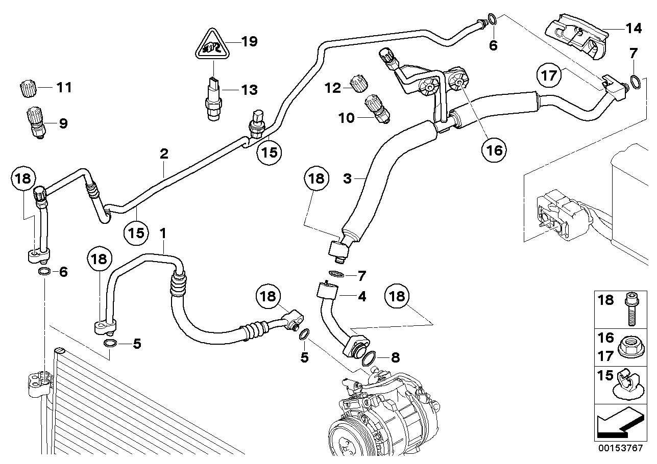 BMW 64536982865 Pressure Hose, Compressor-Condenser