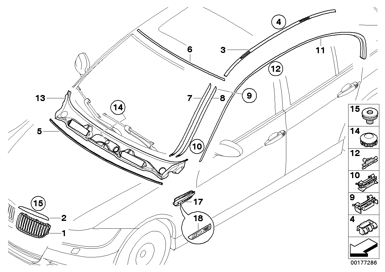 BMW 51137062137 Roof Moulding Left