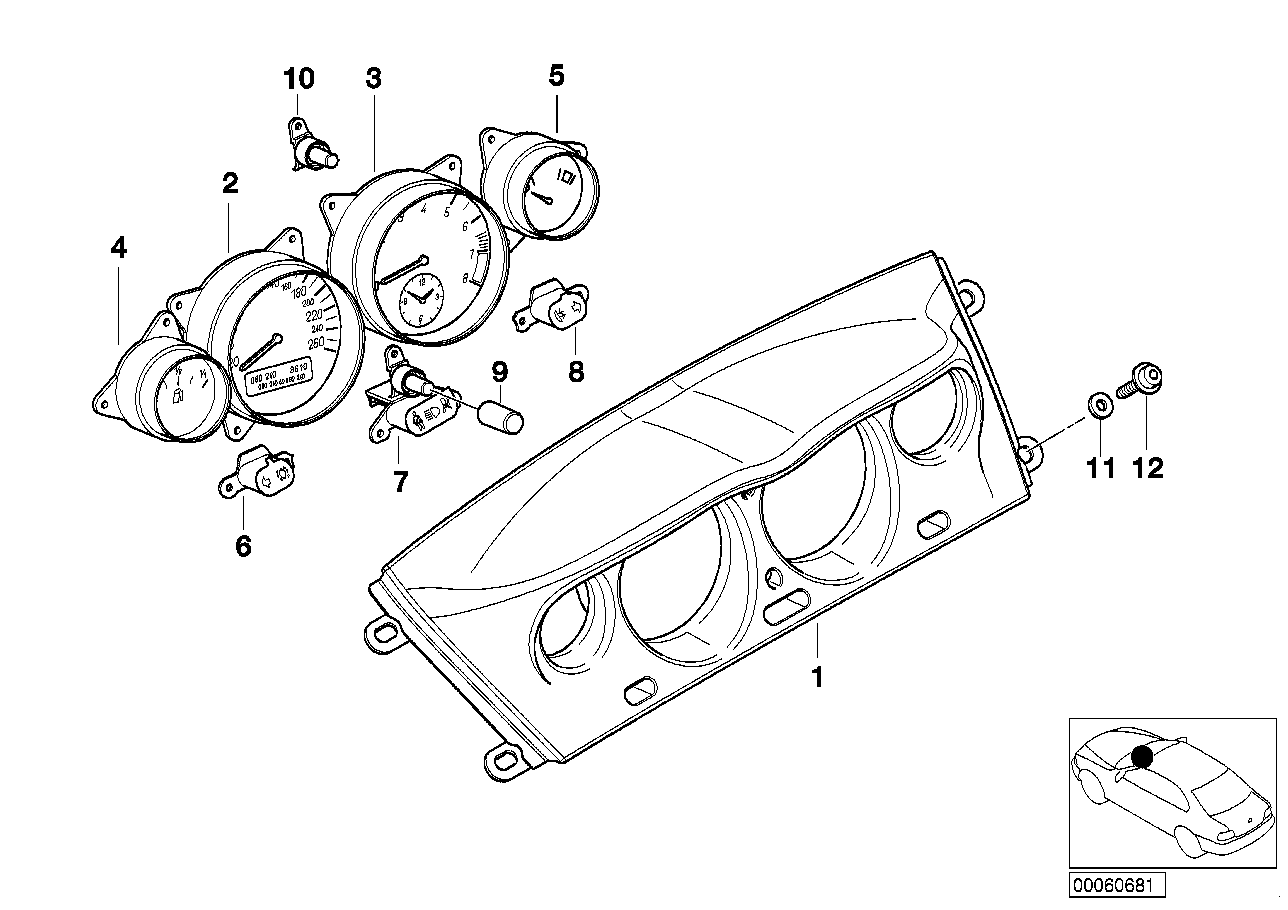 BMW 62108025886 Tachometer/Clock