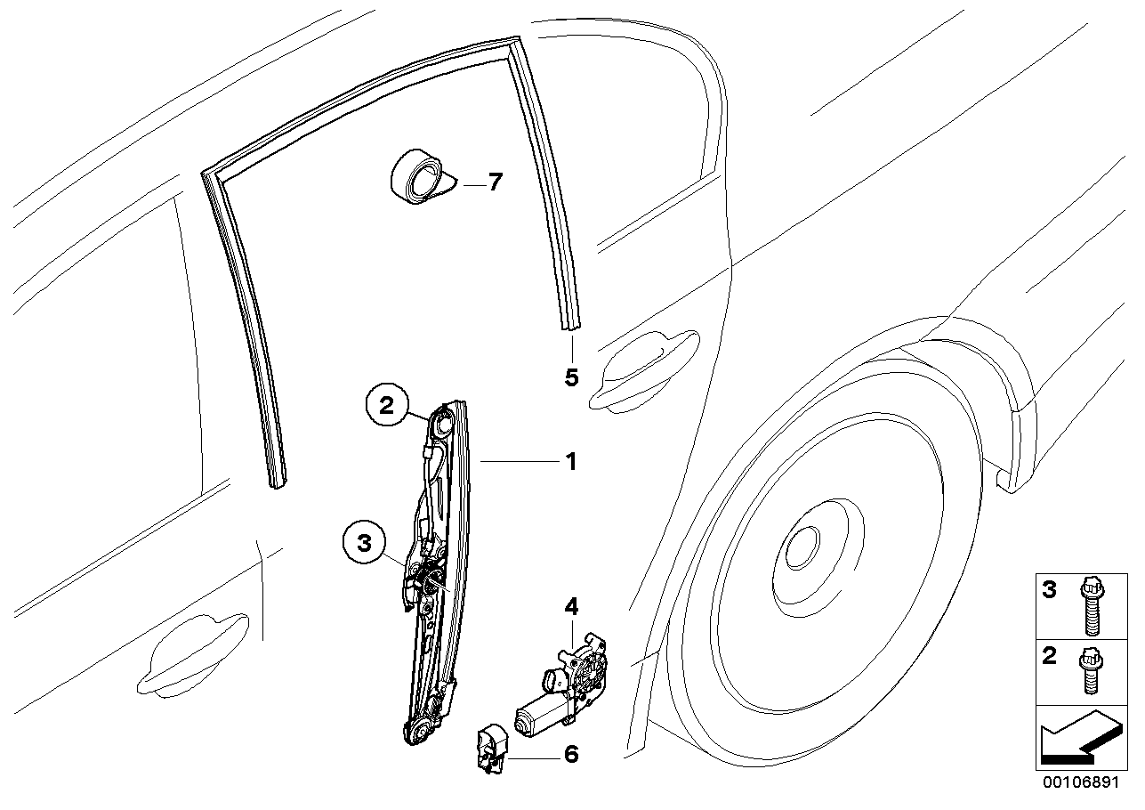 BMW 51357057504 Rear Right Window Guide