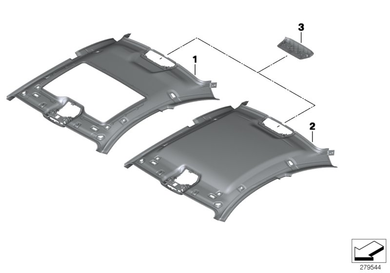 BMW 51448032744 MOLDED HEADLINER,TILT SUNROO