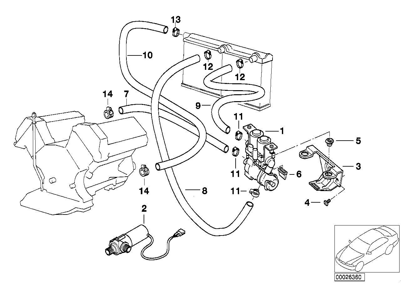 BMW 64118368462 Water Valve With Additional Water Pump