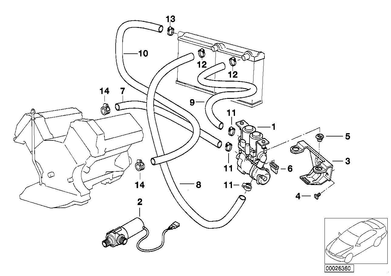 BMW 64218391121 Hose For Water Valve And Right Radiator