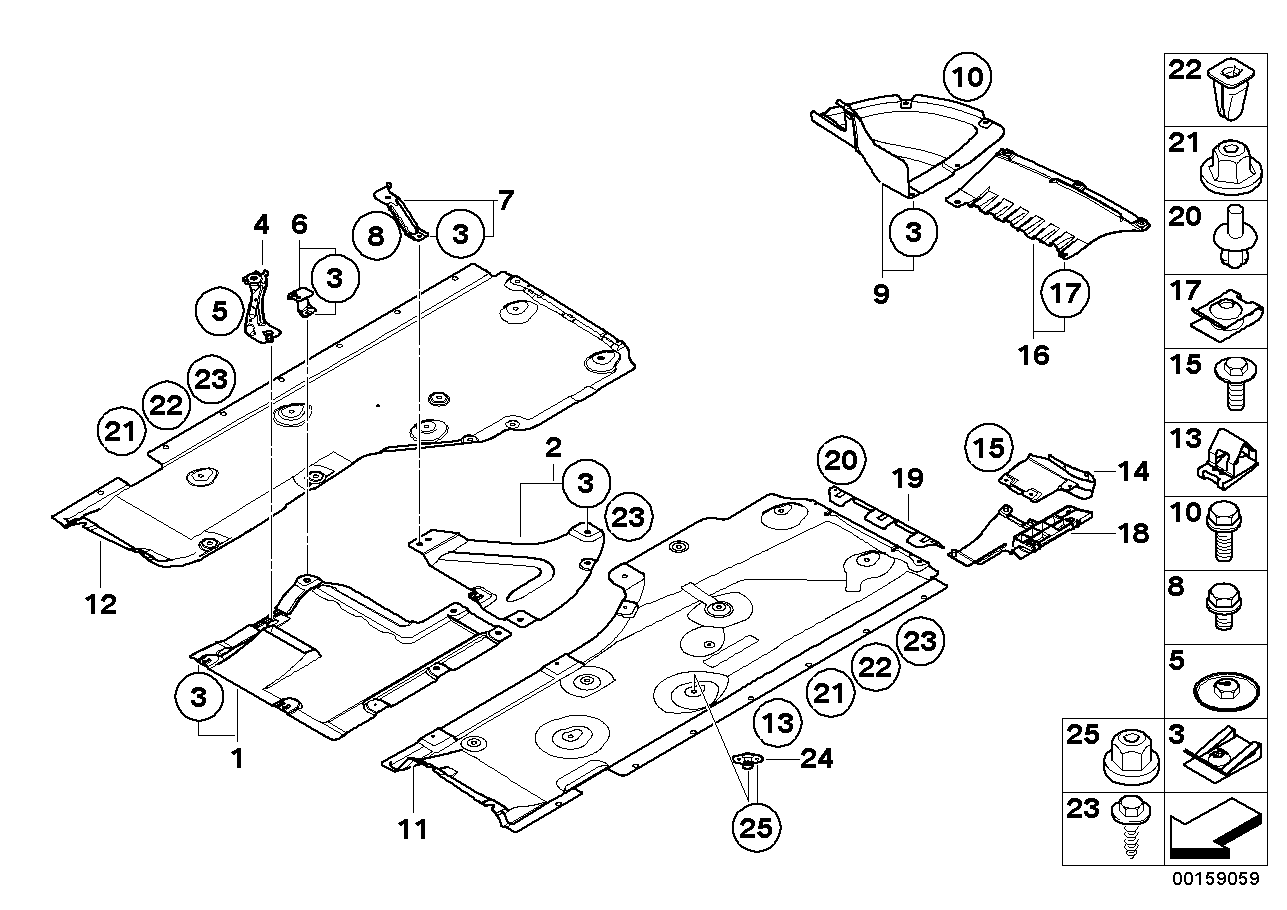 BMW 51757059390 Lateral Underbody Shield, Right