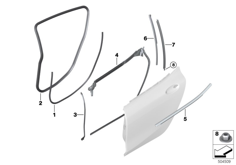 BMW 51767435448 GAP SEAL B-PILLAR REAR DOOR