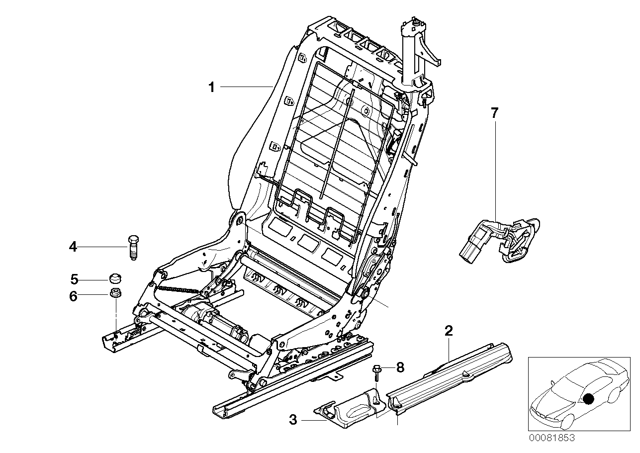 BMW 52109118175 Seat Backrest Frame Left