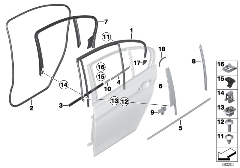 BMW 51357258327 Window Guide, Left Rear Door