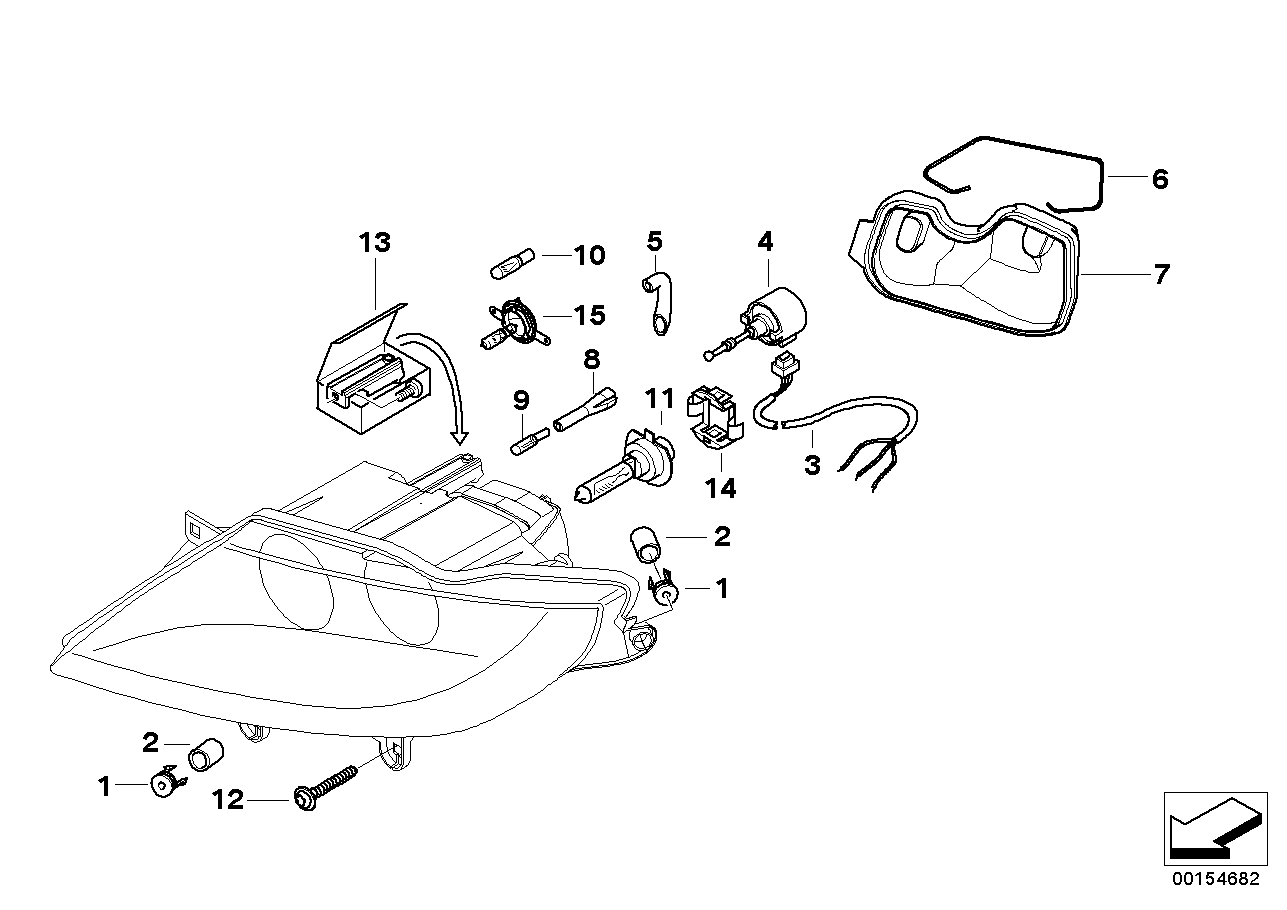 BMW 63126932823 Repair Kit, Left Headlight