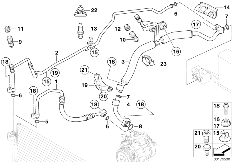 BMW 64539155355 Pressure Hose,Condenser,Evaporator