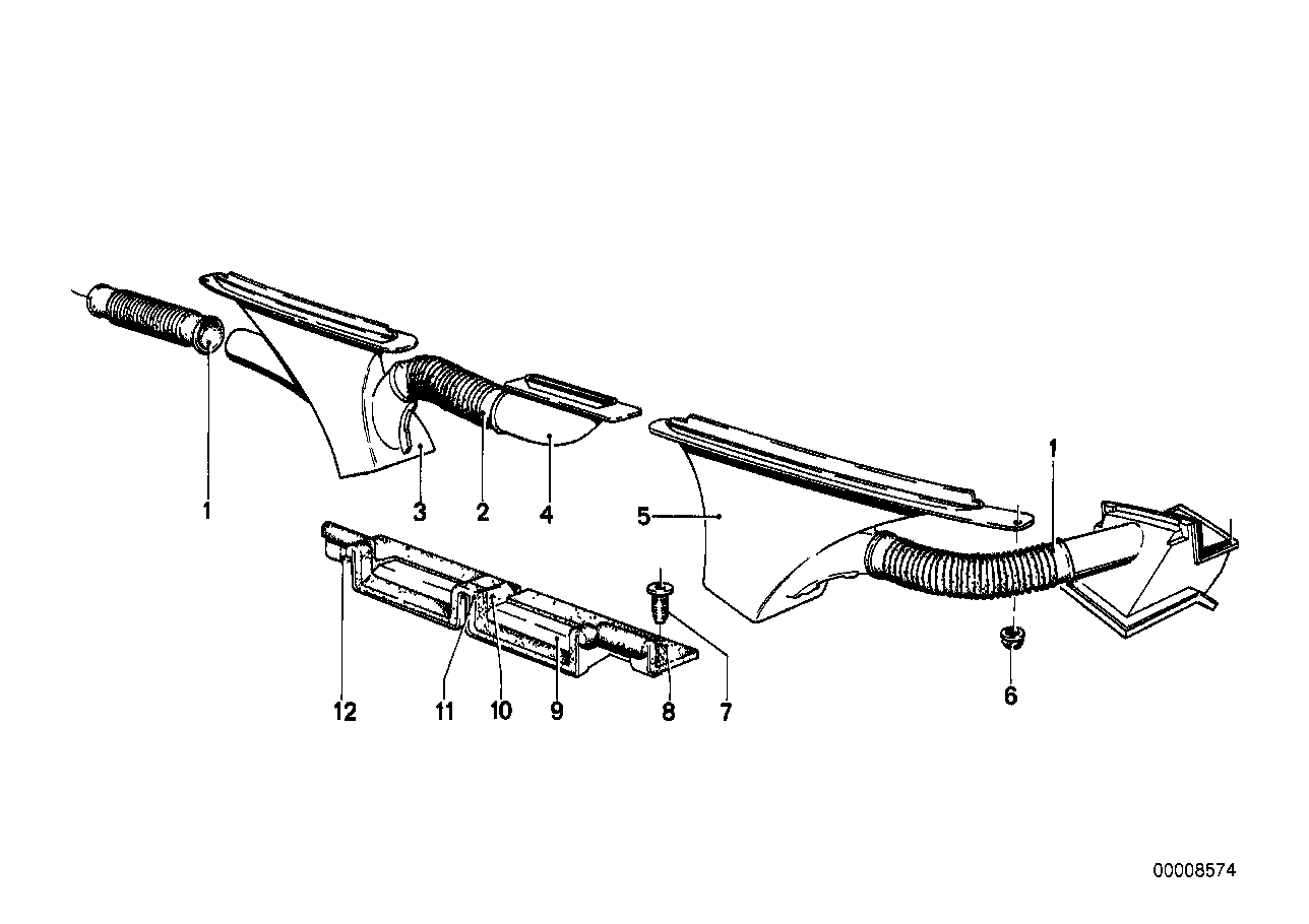 BMW 64211355749 Hot Air Hose Center