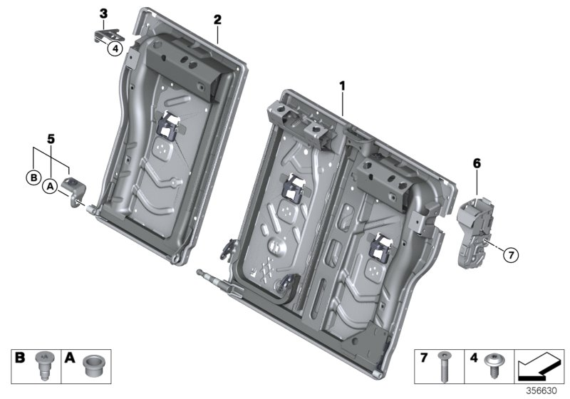 BMW 52207319663 FRAME, BACKREST LEFT