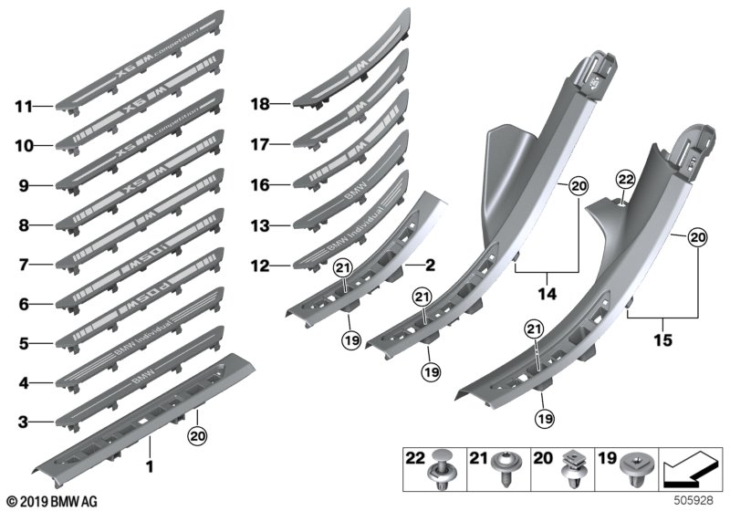 BMW 51477949889 COVER STRIP, ENTRANCE REAR L